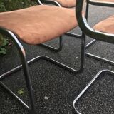 4 chaises acier chromé velours tabac 70