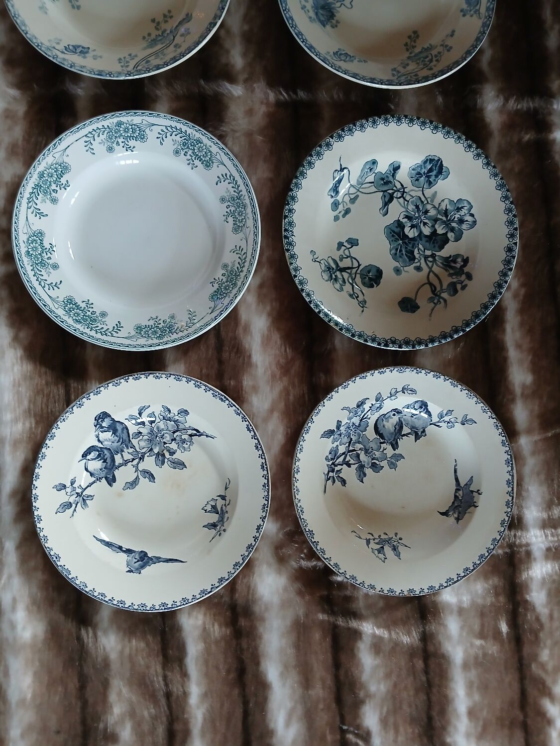 10 antique deep plates in ironstone