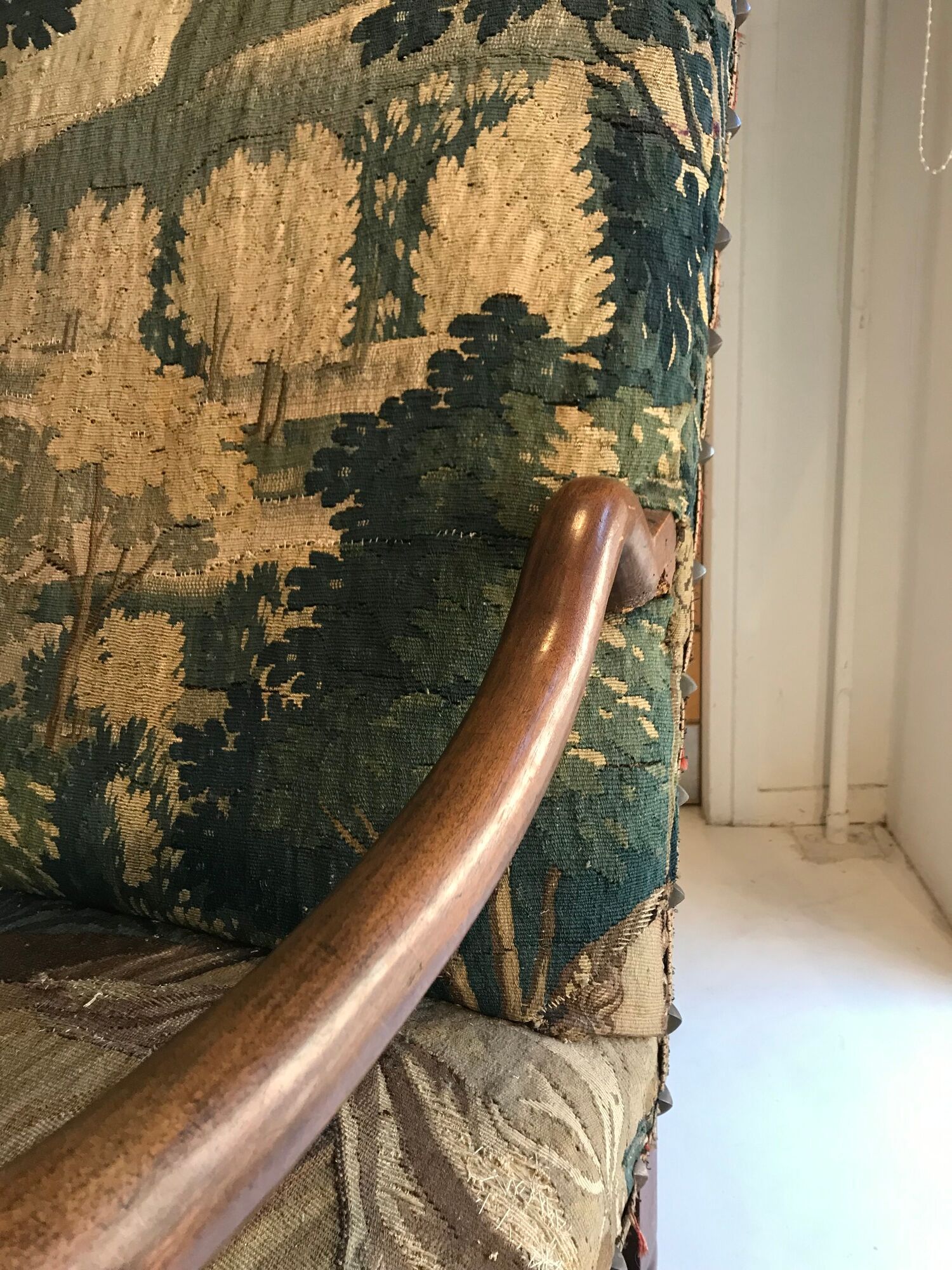 Louis XIII armchair called sheep's bones with aubusson tapestry