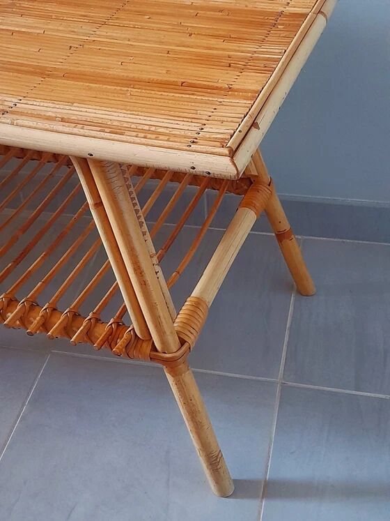 Audoux Minet / Capron 1950 rattan coffee table