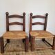 Duo de chaises de cheminée en bois et paille