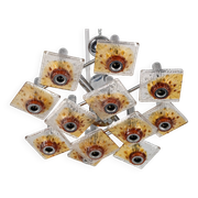 12-light Mazzega chandelier in amber and clear murano glass and chrome. Ita