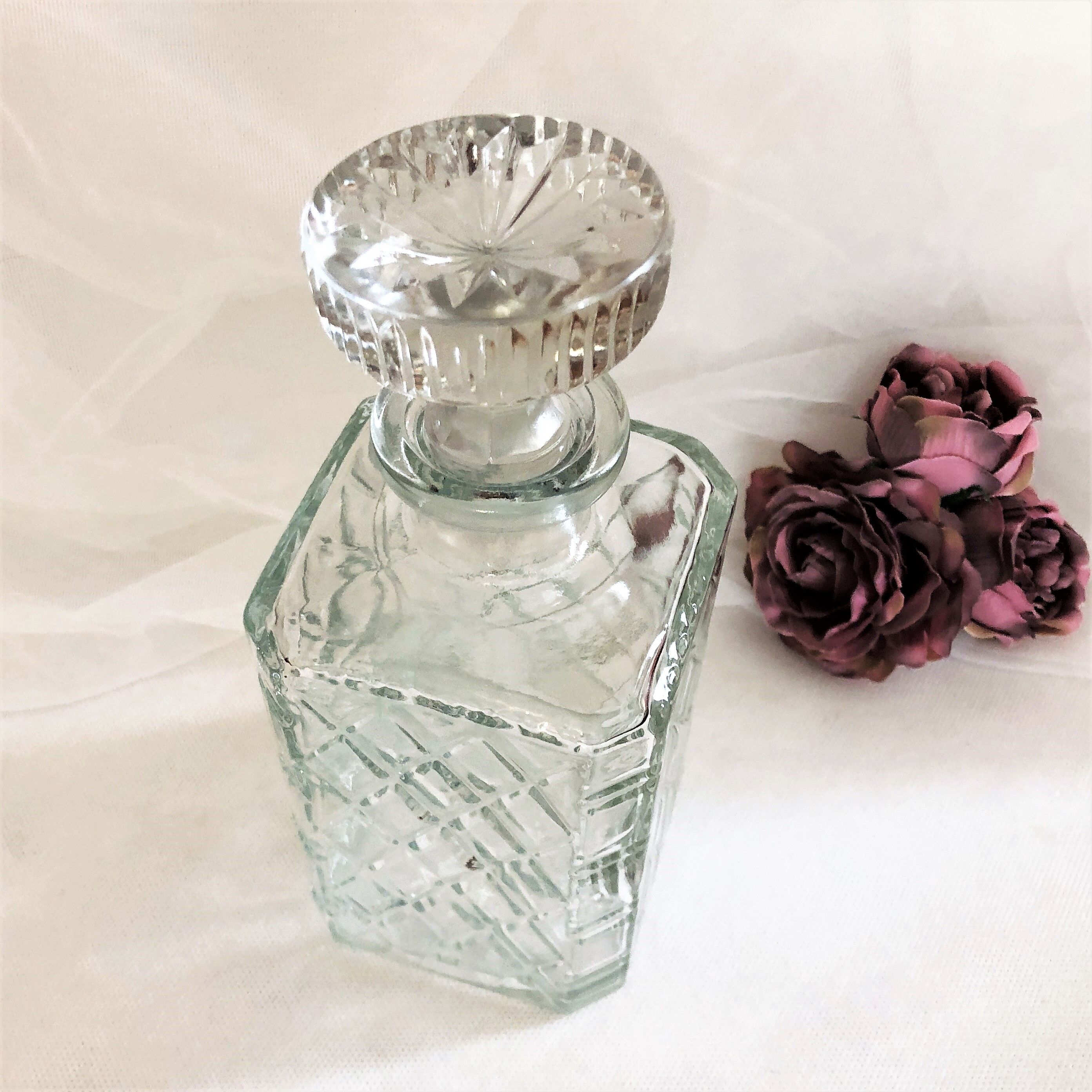 Old whisky or decant decanter textured crystal souflé in vintage checkerboard