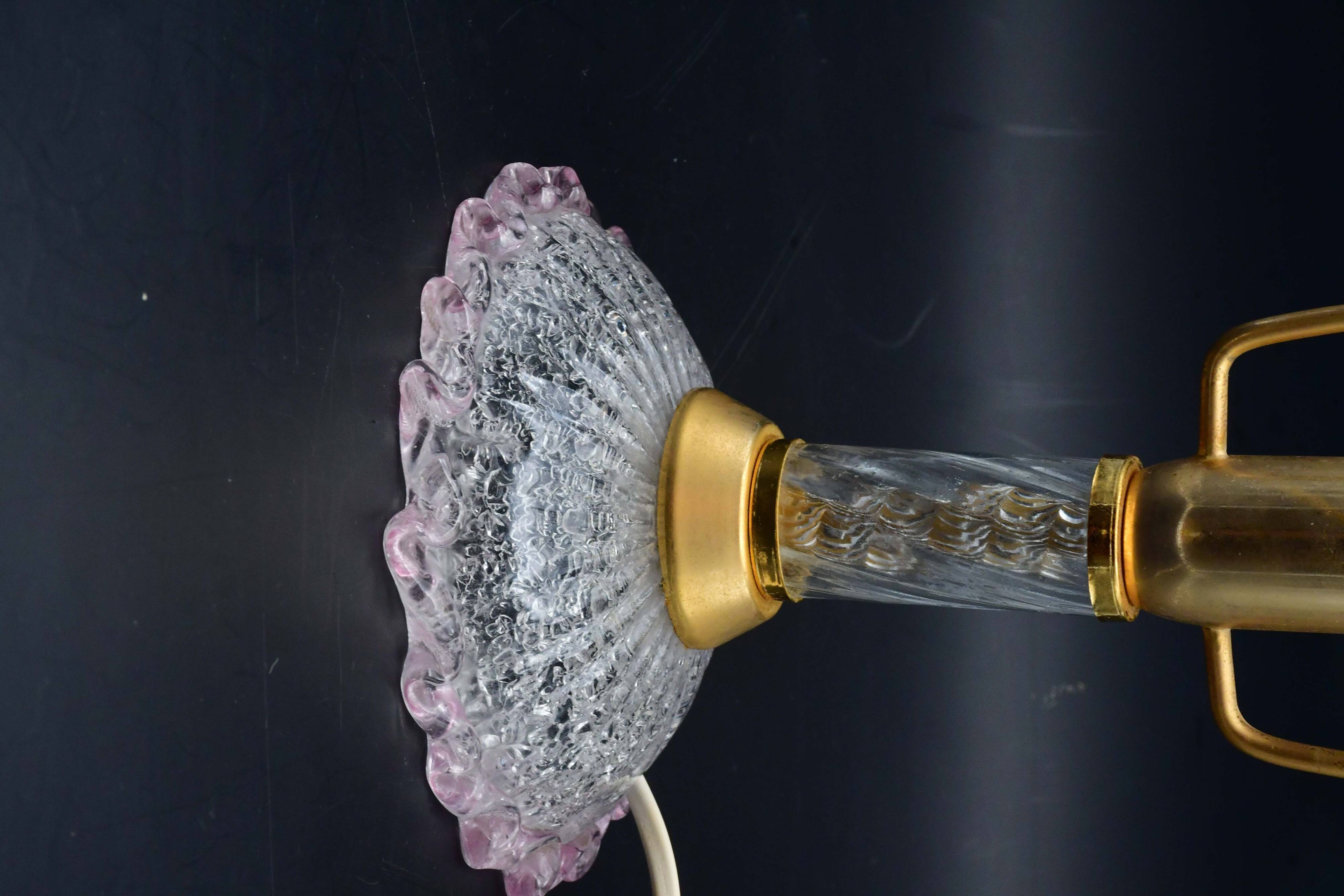 Pink Murano glass vintage table lamp, 1980s