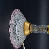 Pink Murano glass vintage table lamp, 1980s