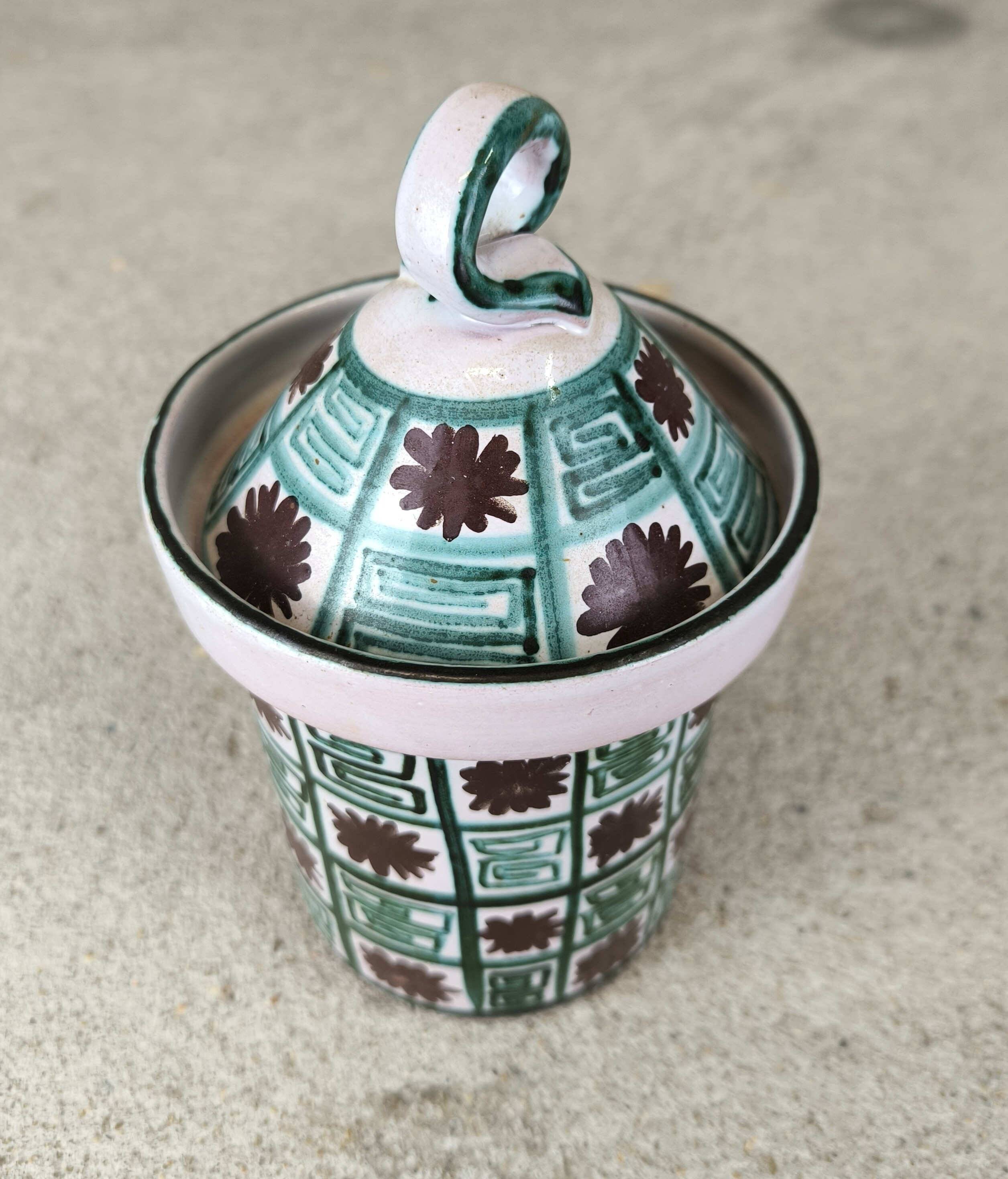 Small vintage ceramic pot in the style of Robert Picault