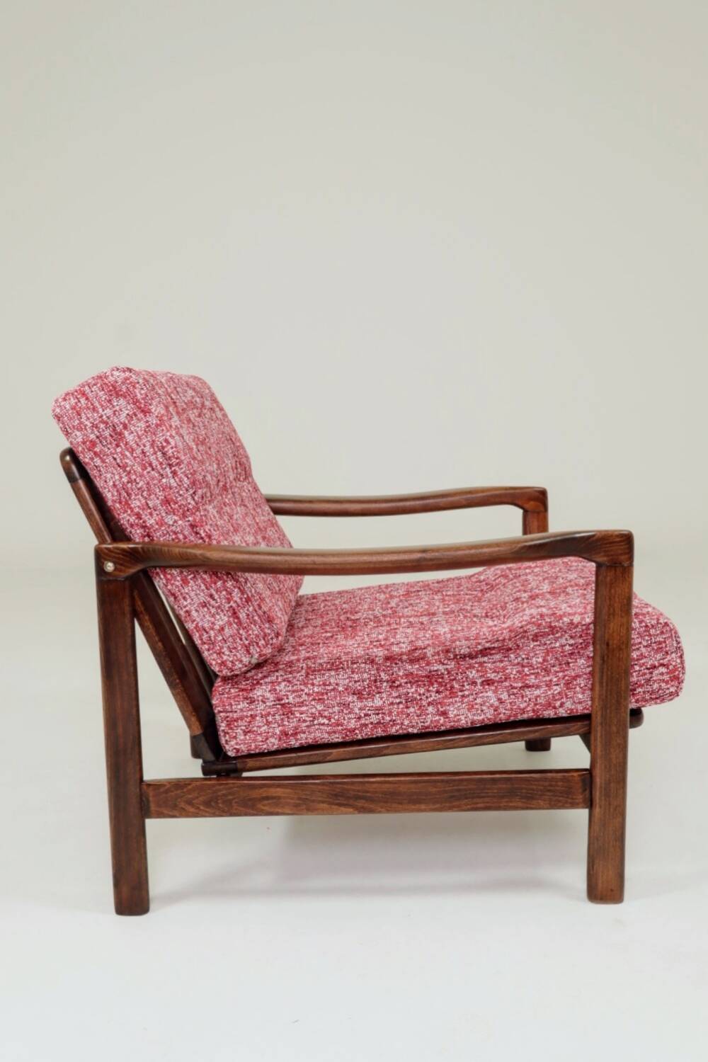 Scandinavian armchair red lobster mid century modern design 1965