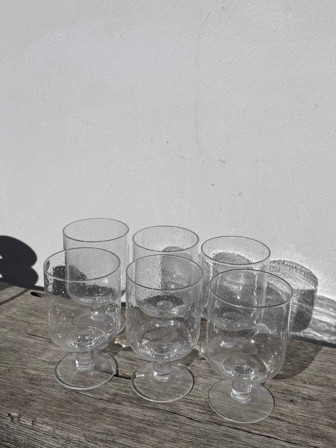 6 large transparent bubble glass wine glasses