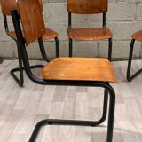 Lot of 4 chairs Vintage Arhend Cantilever oak color