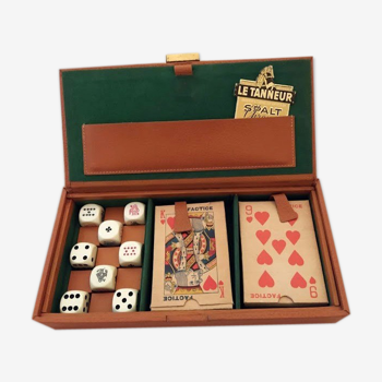 Coffret à jeux en cuir vintage