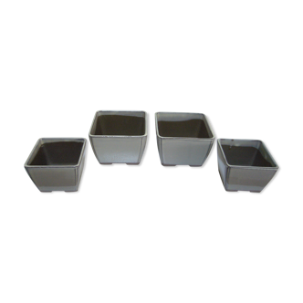Set of 4 square ceramic cactus or succulent pots