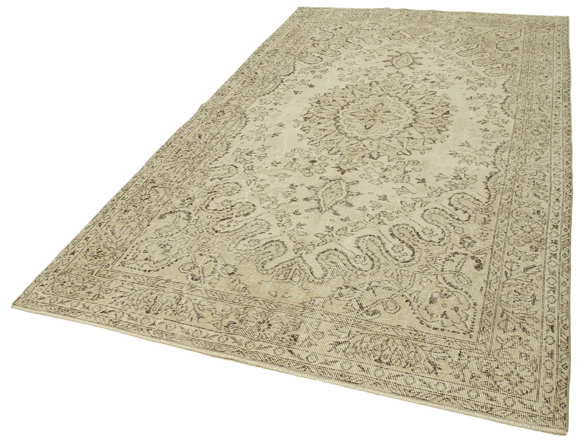 Handmade one-of-a-kind oriental beige carpet 170 cm x 293 cm