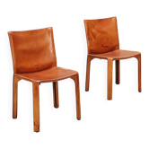 Cassina Cab 412 chairs designed by Mario Bellini in leather, Italy, 1980s.