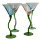 Ensemble de 4 verres à cocktail vintage aux pieds torsadés verts