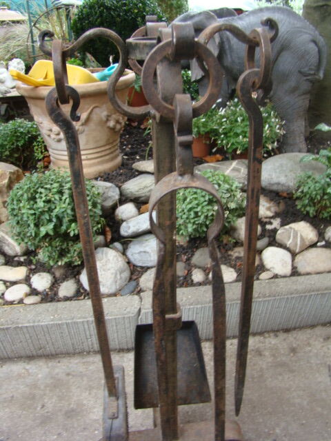 Old wrought iron fireplace accessories
