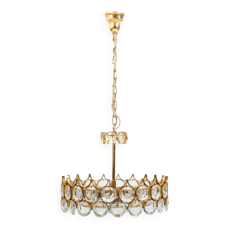 Gilded Brass and Crystal Chandelier by Palwa 1970s