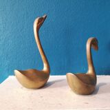 Couple of brass swans