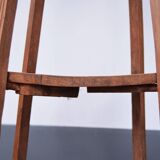 Art Nouveau wood stand planter with stone plaque