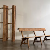 Paire de bancs en bois