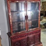 Asia 19th century: Ancient lacquer library, richly carved and adorned.