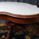 Violin table in mahogany and marble, 19th century