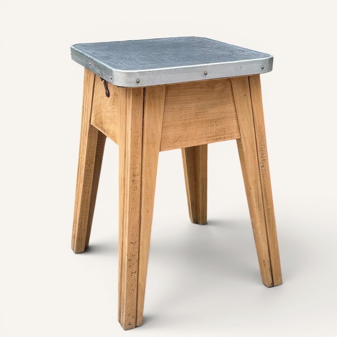 Raw wood storage stool 1950