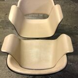Pair of beige leather armchairs