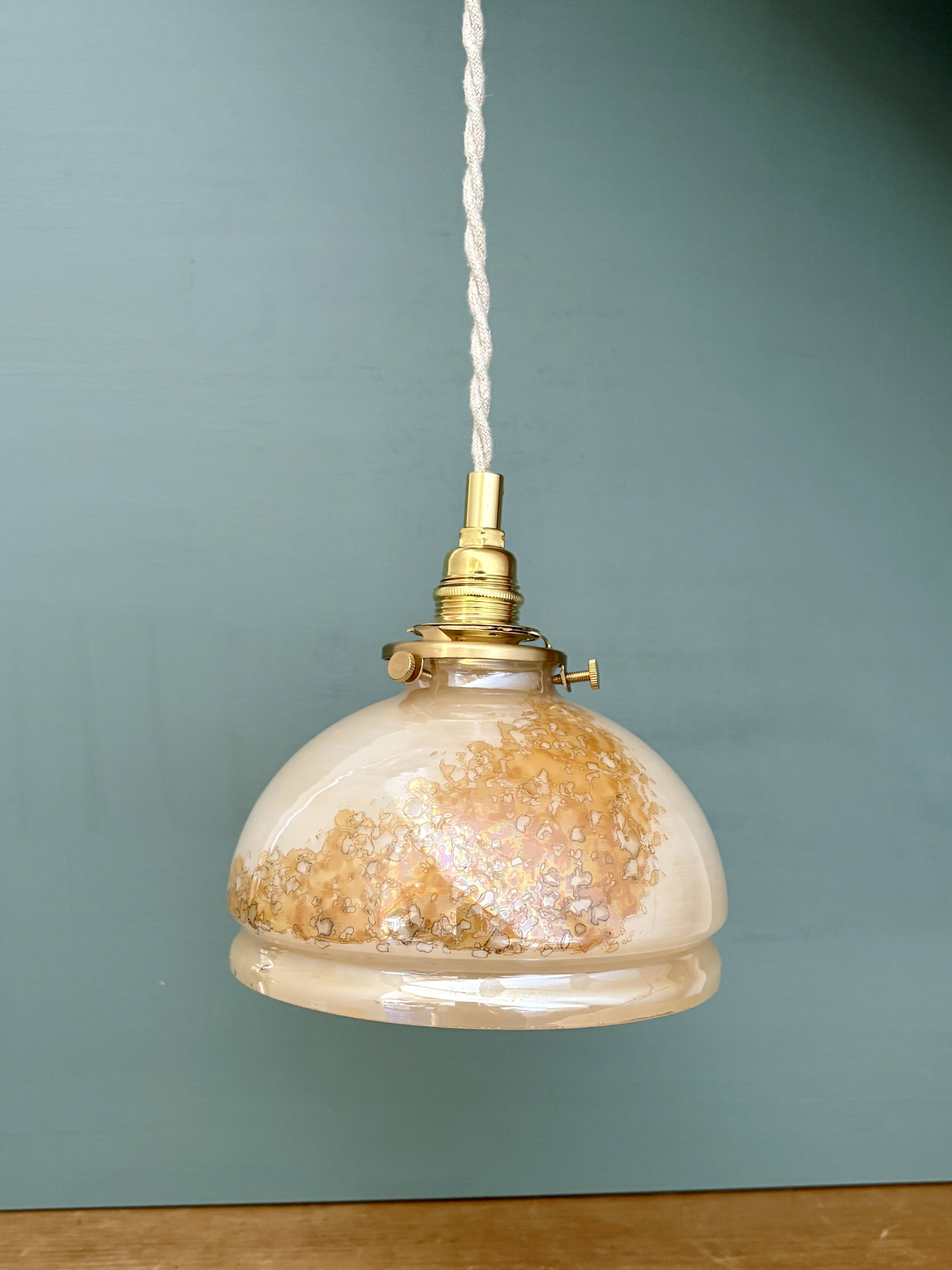 Vintage pearly glass lampshade pendant light