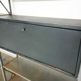 Large industrial metal and wooden wall unit, Attrb Gispen, The Netherlands 1950's