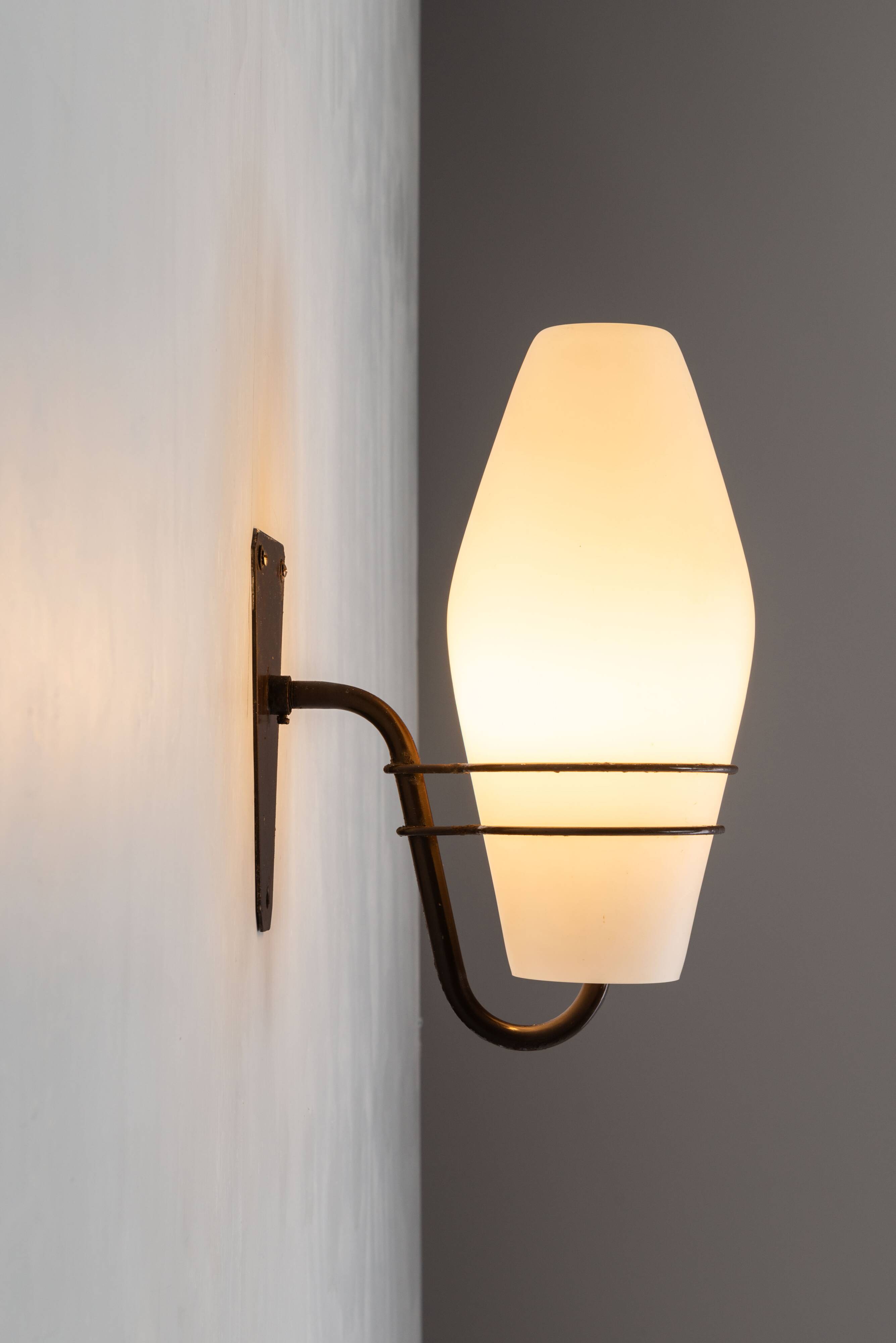 Large outdoor lamp made from metal and opal glass