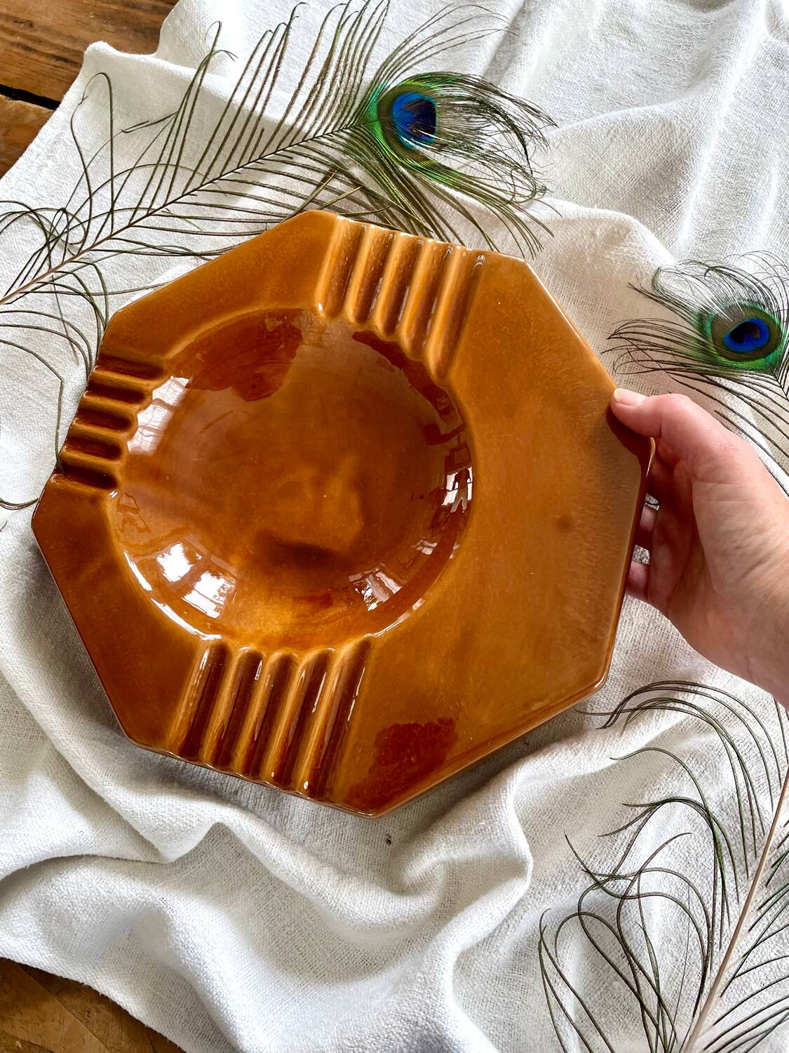 Large vintage modernist ceramic ashtray