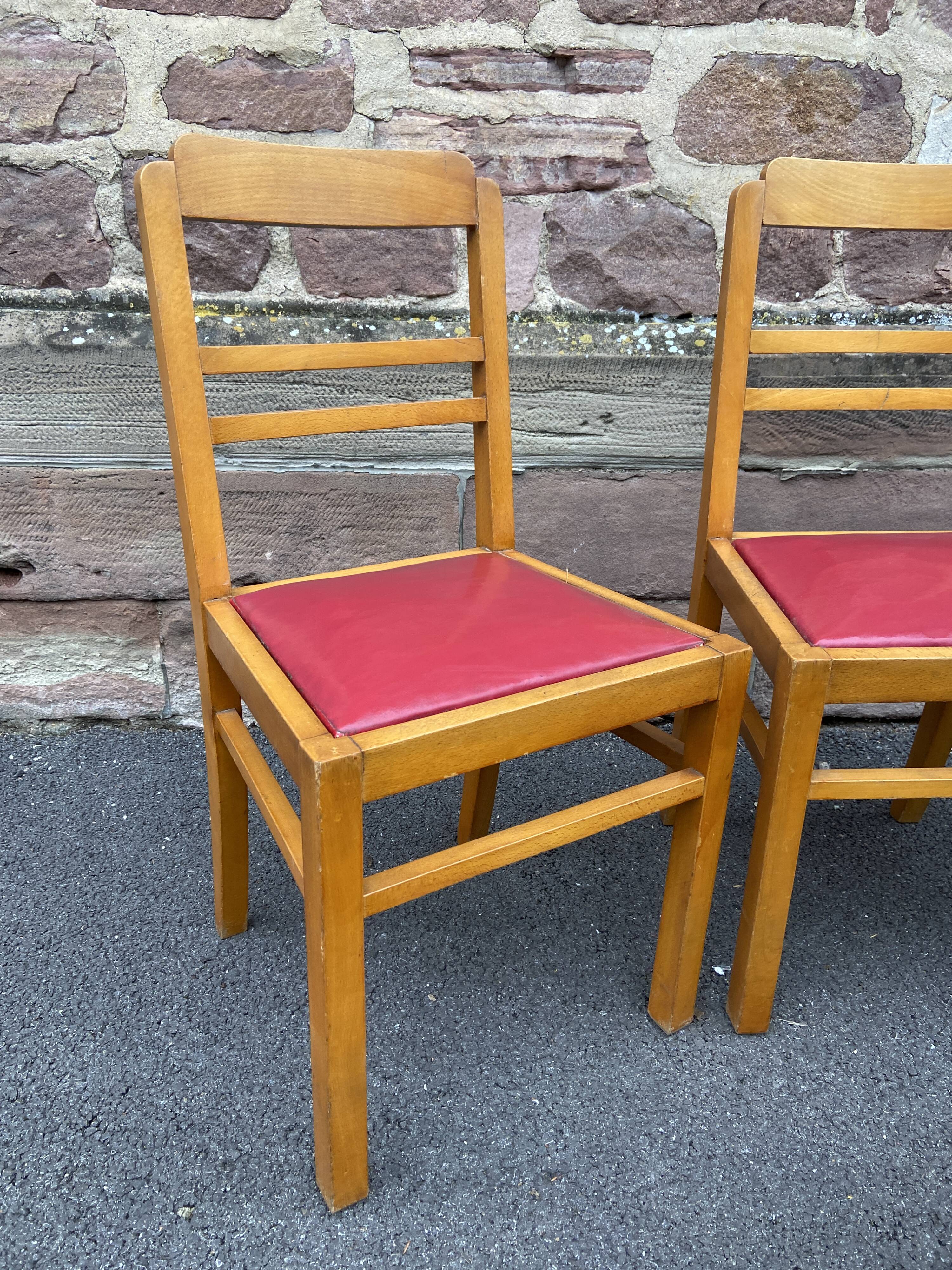 Lot of 4 vintage art deco chairs 1950 mid-century furniture damaged by rené gabriel