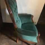 Voltaire armchair in green velvet