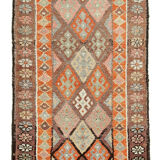 Handwoven Unique Anatolian Brown Runner Carpet 90 cm x 340 cm