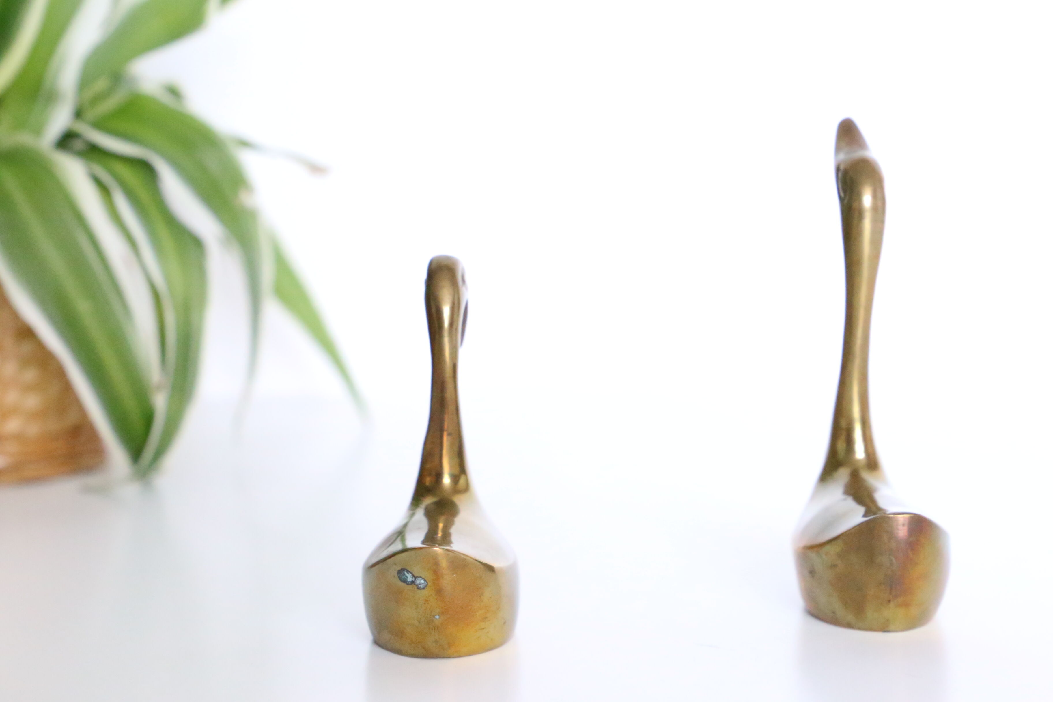 Brass goose duo, vintage paper press