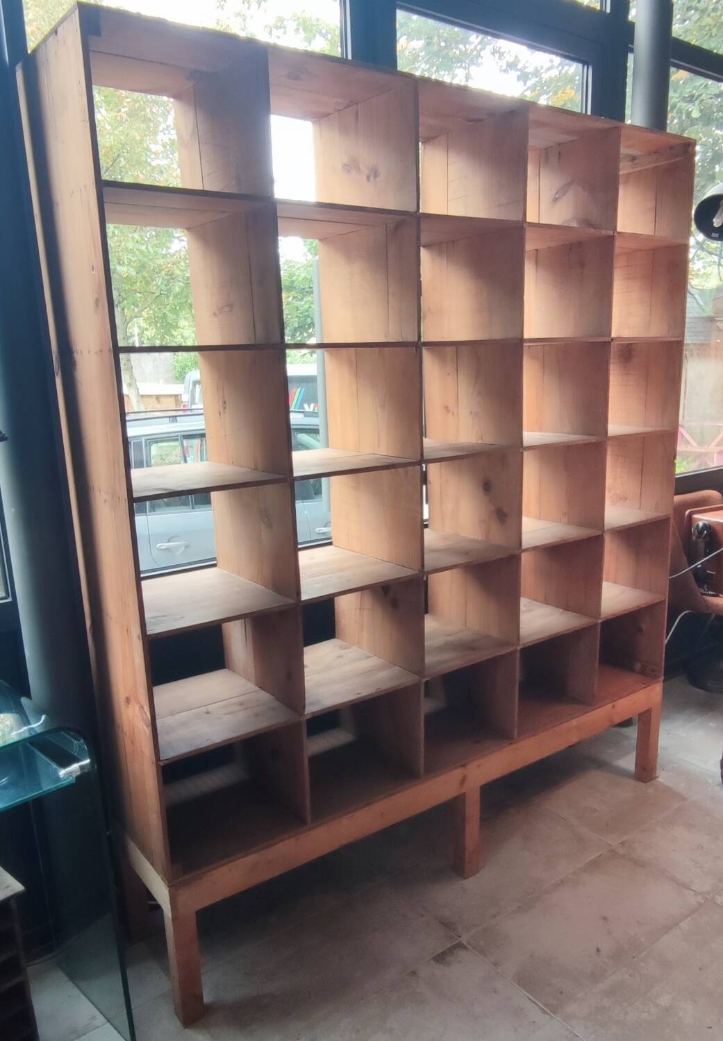 Large industrial-style shelving unit
