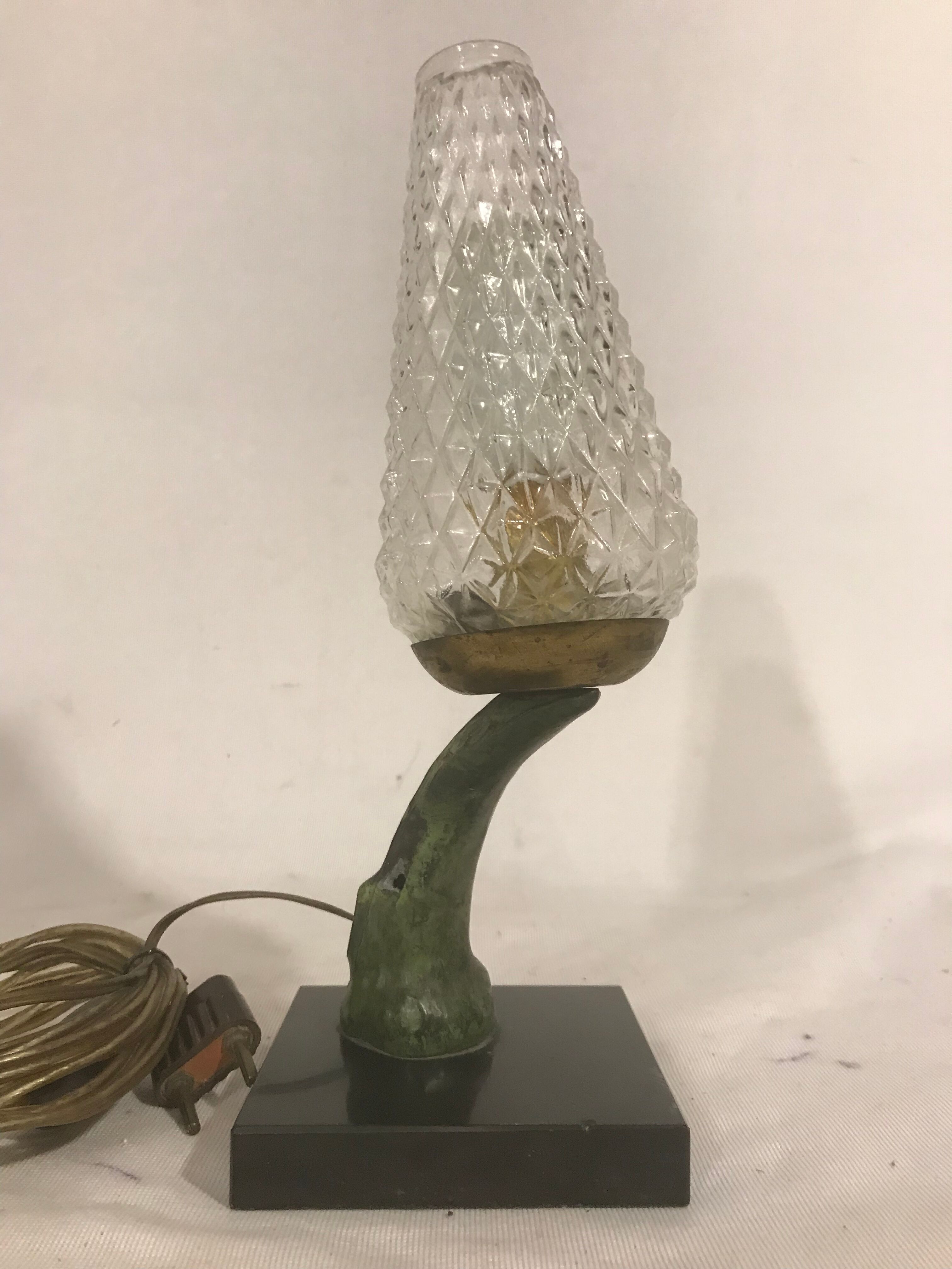 Lampe flamme marbre & bronze