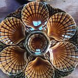 Assiettes d’huîtres Sarreguemines barbotine