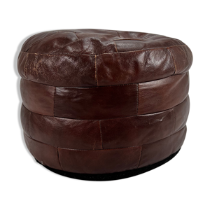 Pouf patchwork en cuir vintage