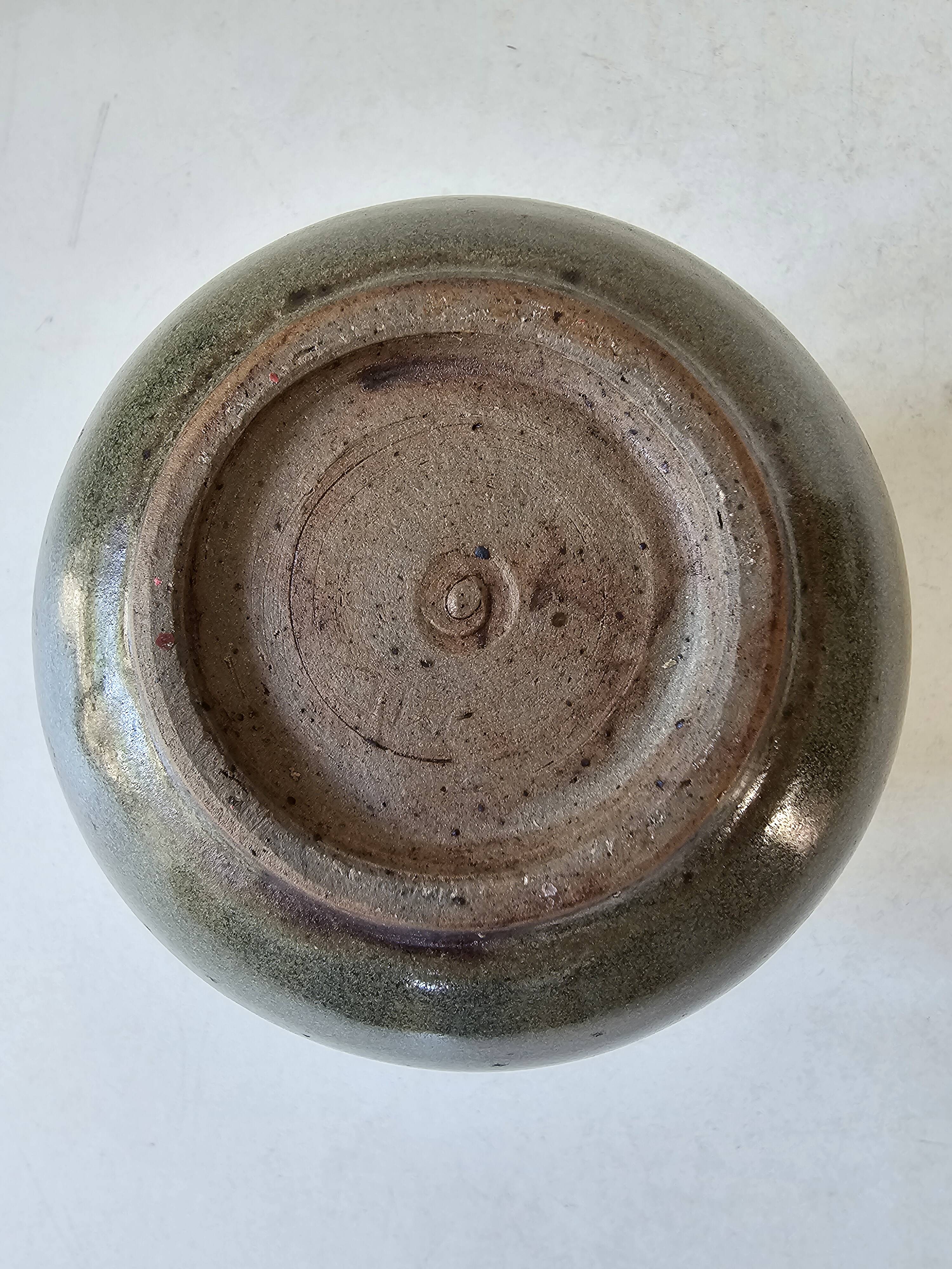 Glazed ceramic ball vase soliflore, unsigned.