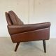 Vintage Danish retro Svend Skipper 3 person sofa in chestnut brown leather