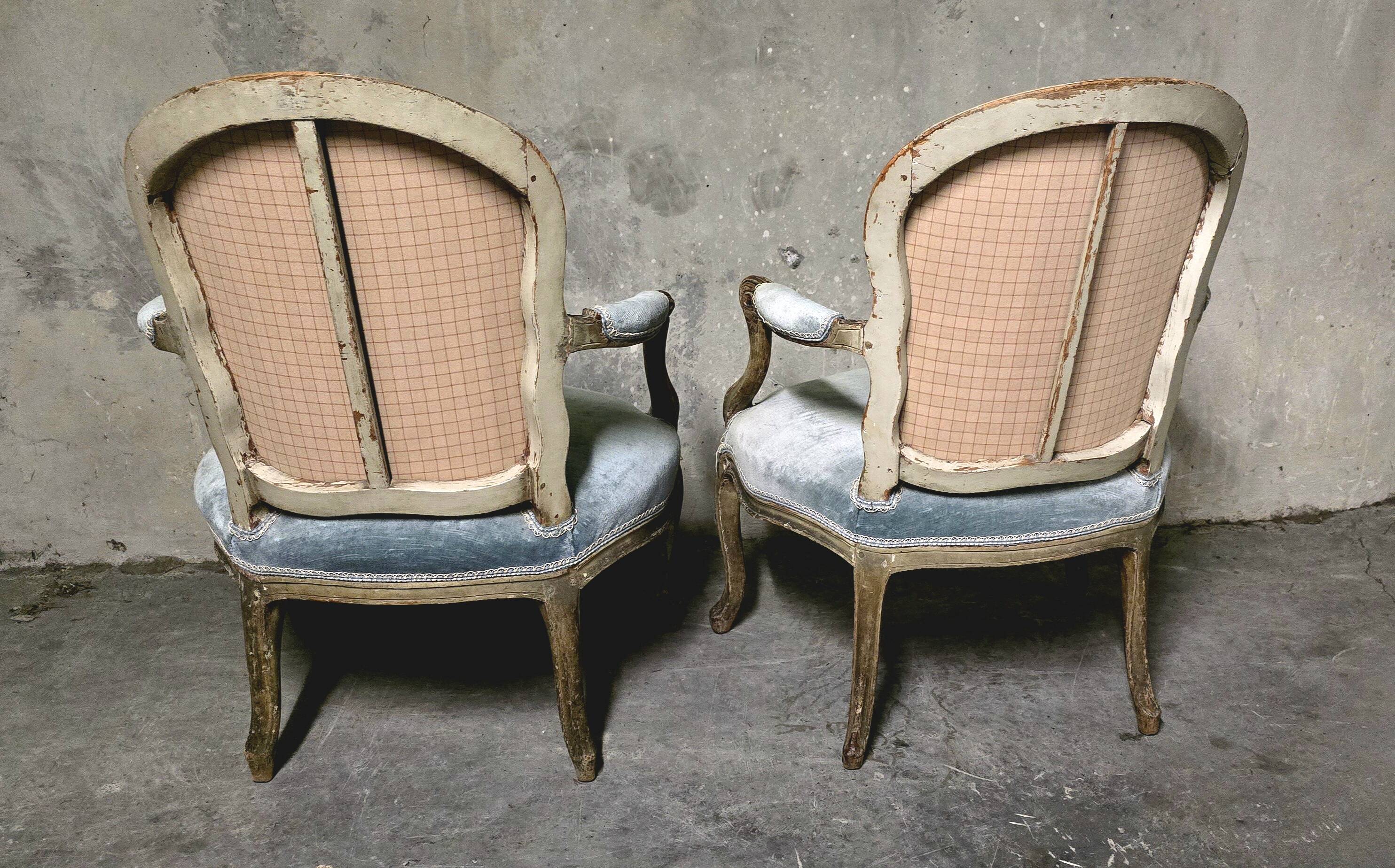 Pair of Louis XV cabriolet armchairs, 18th century
