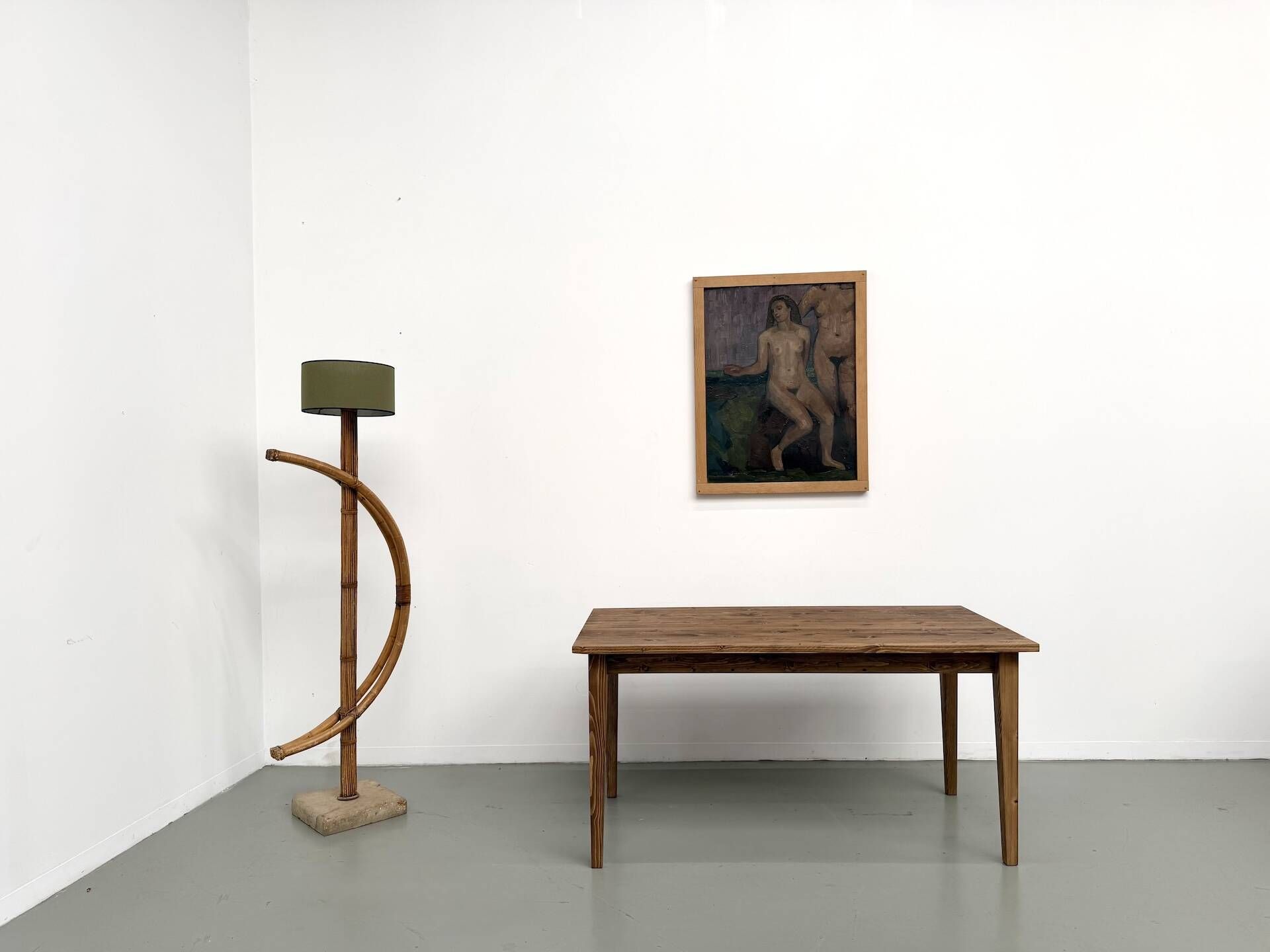 Farm table with tapered legs, L155 cm