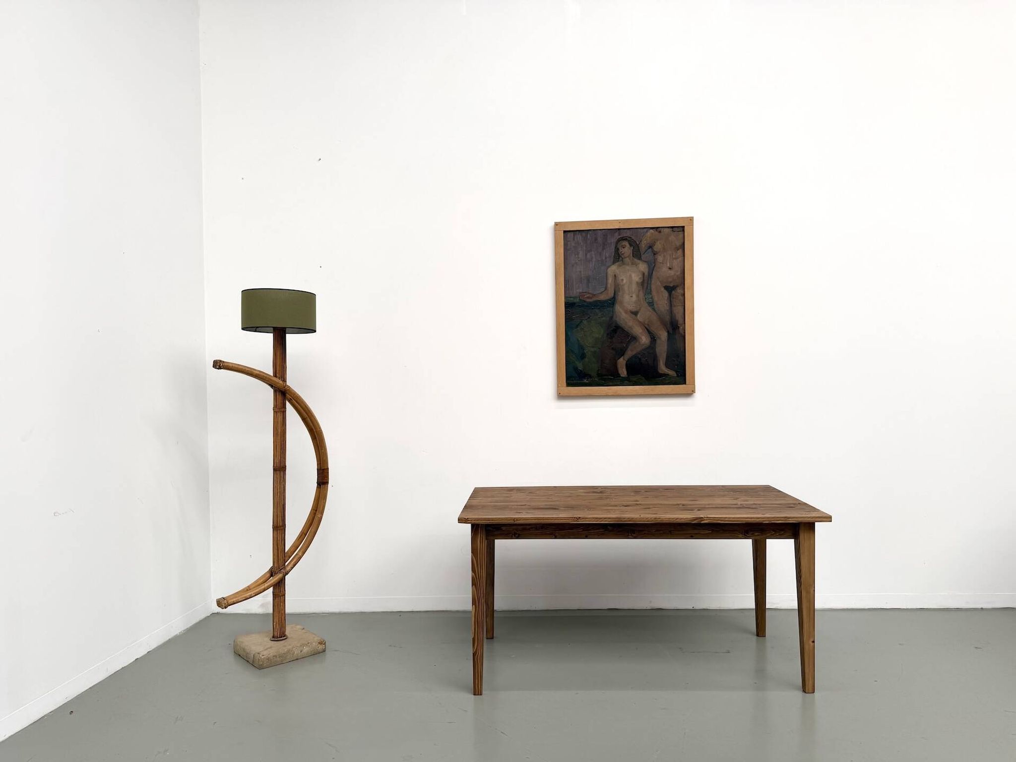 Table de ferme aux pieds fuseaux, L155 cm