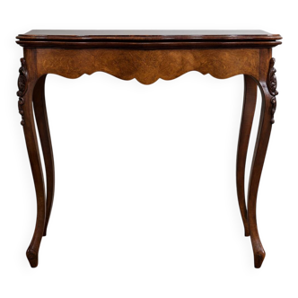 Louis XV style game table in marquetry and mahogany