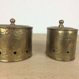 2 golden brass jewelry boxes