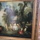 Old painting print on canvas + frame carved wood Gilded Vintage #2