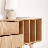 Vinyl Record Storage Cabinet Oak "Nolana"