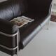 Scandinavian sofa - 2-seater leather and chrome - beke - vintage