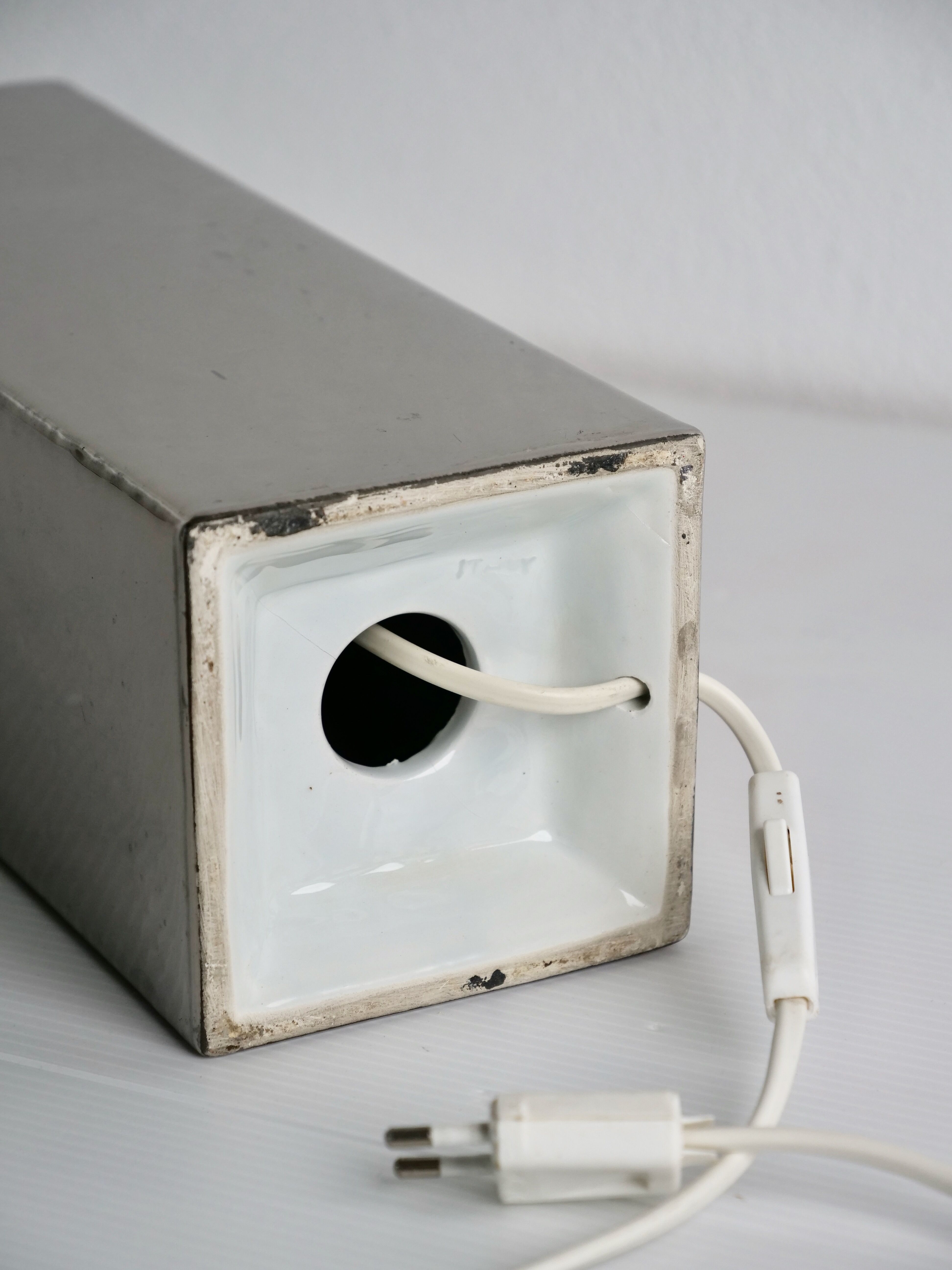 Italian design lamp in chrome ceramic